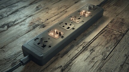 Black Electrical Outlets with Multiple Power Sockets