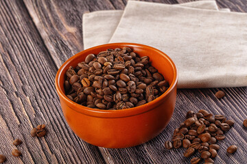 Roasted brown araboca coffee beans