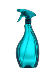 Teal spray bottle, cleaning product, isolated