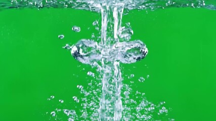 fresh water splash advertisement style on green screen background gig