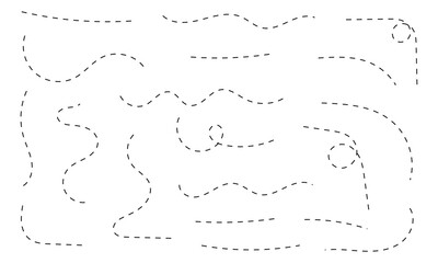 Hand Drawn Curved Dotted Line Path on White Background, Travel Trip Dashed Route Trace, Destination Journey and Abstract Navigation Vector Illustration. Eps 10.