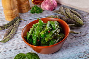 Steamed green bean strings heap