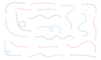 Hand drawn curve dotted line, Spiral dotted line hand drawn. hand-drawn dotted line element set.