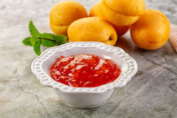 Sweet homemade juicy apricot jam