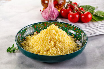 Boiled wheat couscous grain garnish