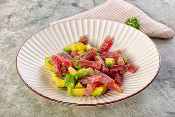 Delicous tuna with avocado salad