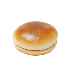 Fototapeta premium A perfectly baked burger bun ready for grilling,delicious golden brown bread isolated on a white background