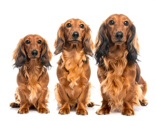 Three Dachshund Dogs Posing for a Photo Shoot