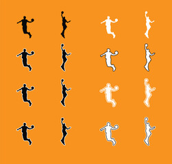 Collection of Basketball Player Poses Silhouettes A set of vector silhouettes of basketball players performing various actions, including dribbling, shooting, and dunking. Perfect for sports graphics