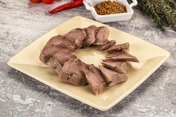 Sliced boiled pork tongue snack