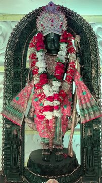 Idol of hindu god ram at temple. 