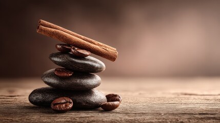 Balanced stones coffee and cinnamon