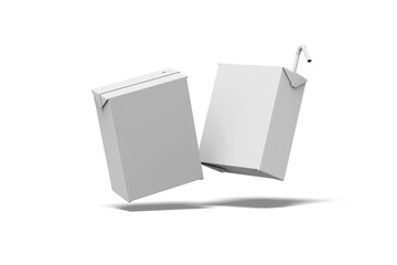 Floating of Blank White Mini Milk Box, 3d Illustration