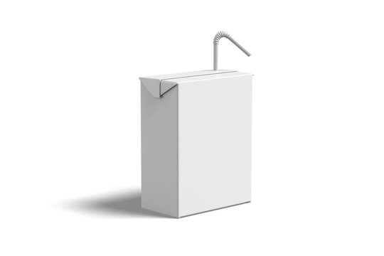 Half View of Blank White Mini Milk Box, 3d Illustration
