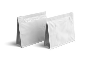 High Angle View of Blank White Coffee Pouch, 3d Illustration