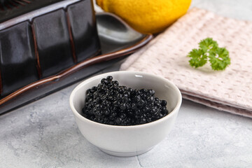 black sturgeon caviar in the bowl