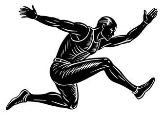 Long Jump Athlete Silhouette, Sports and Fitness SVG, PNG