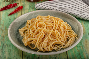 Italian pasta spaghetti with oil