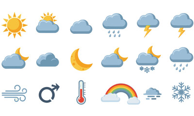 Diverse Weather, Climate, and Miscellaneous Icons Set