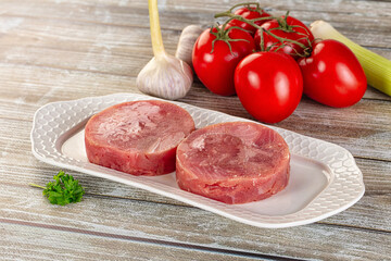 Raw round tuna fish fillet