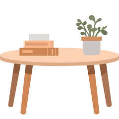 Coffee Table with Books and Plant