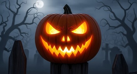 Halloween pumpkin grave yard