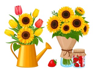 Vibrant Floral Arrangements and Summer Fruits