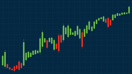 Candlestick Chart Illustration – Bullish Market Trend and Financial Data Visualization for Trading and Investment Projects Vector Graphic