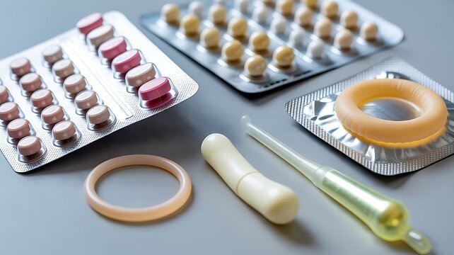 Assortment of Contraceptive Devices and Pills contraception - Powered by Adobe