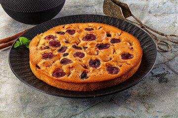 Crust homemade pie with plums