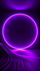 Purple neon circle, abstract backdrop