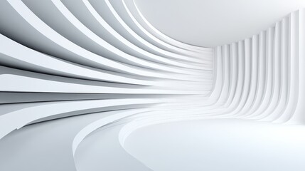 An abstract architecture featu a sleek and white contemporary design, utilizing curved lines and minimalist aesthetic for a modern structure.