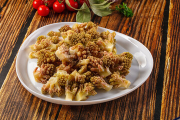 Vegan dietary steamed romanesco cabbage