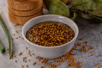 French mustard sauce with seeds