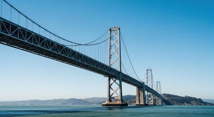 Fototapeta premium Modern suspension bridge spanning body of water