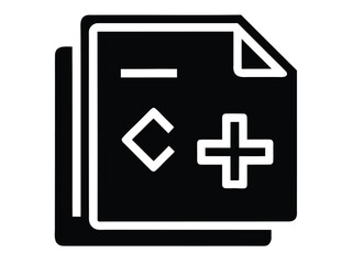 c plus plus file vector icon in bold style on black color and white background.
