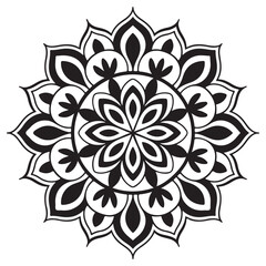 Fototapeta premium Mandala design black and white background decorative abstract illustration 