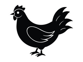 chicken vector icon in bold style on black color and white background.