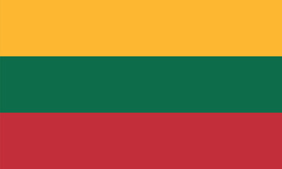 The national flag of Lithuania, featuring three horizontal stripes of yellow, green, and red.