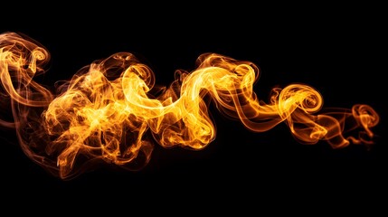 Abstract flowing orange fire and smoke on a black background, representing heat and energy