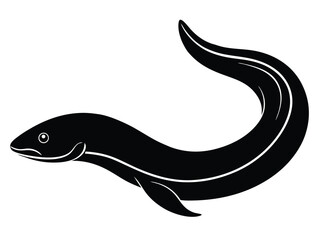 Obraz premium eel vector icon in bold style on black color and white background.