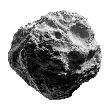 Rough, textured asteroid or space rock, isolated on transparent background
