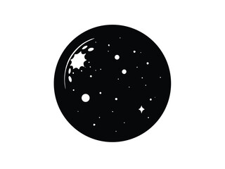 full moon vector icon in bold style on black color and white background.