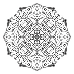 Mandala design black and white background decorative abstract illustration
