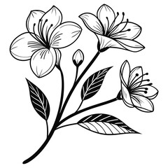 A black and white silhouette of a symmetrical flower with layered petals.