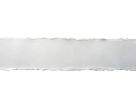 Rough torn paper edge with speckled texture isolated on transparent background