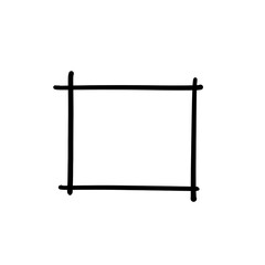 Hand drawn square isolated on transparent background, simple and minimalist style