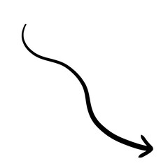 Hand drawn black curved arrow isolated on transparent background