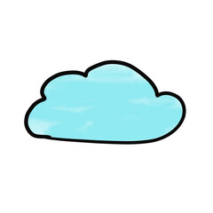 Cartoon cloud isolated on transparent background, a simple and cute illustration