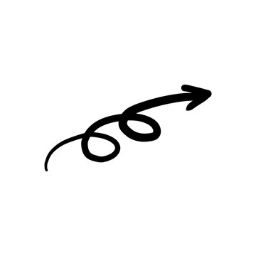 Hand drawn swirl arrow isolated on transparent background for creative direction use